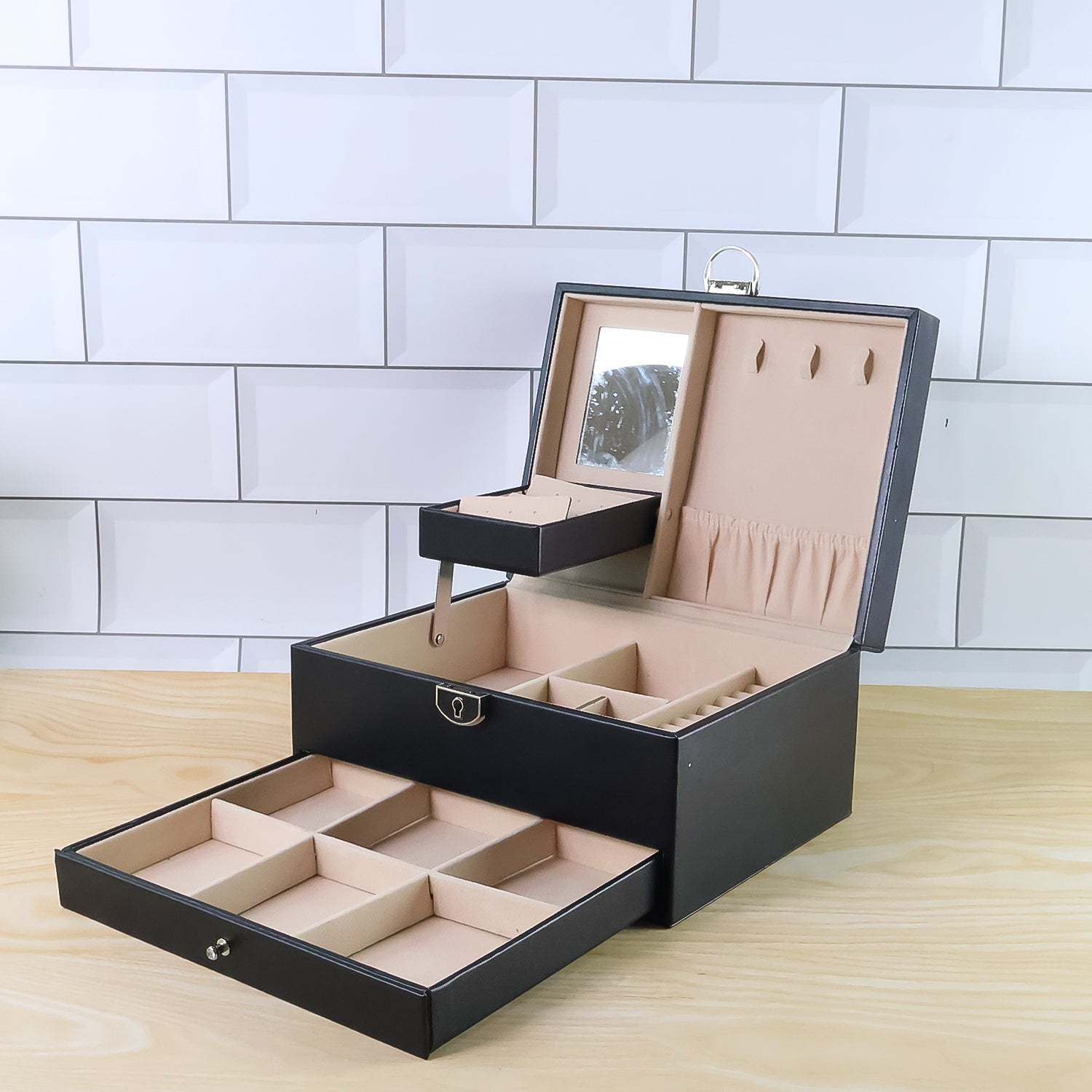Multi-Layer Jewelry Organizer Box with Compartments