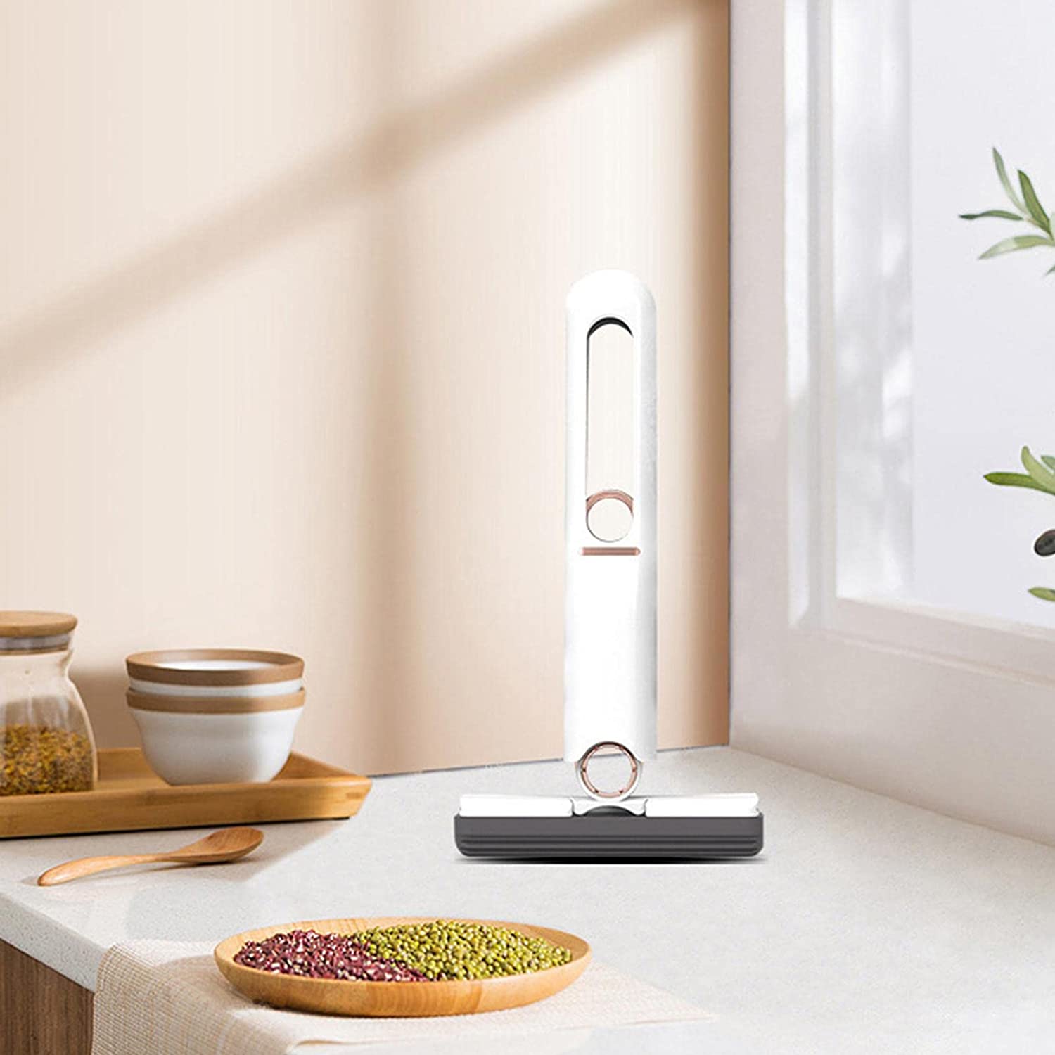 Portable Self-Squeeze Short Mop with Cotton Head – Hand-Free & Absorbent