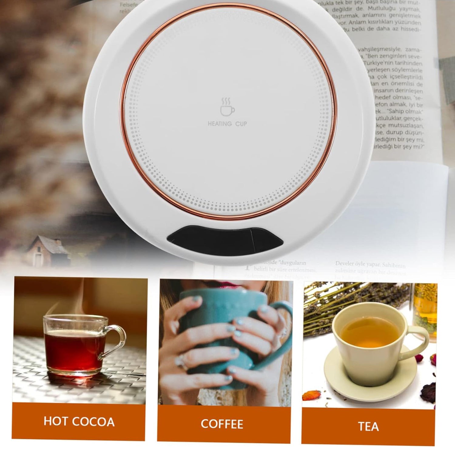 USB Heated Coaster - Portable Coffee Mug Warmer for Office Desk