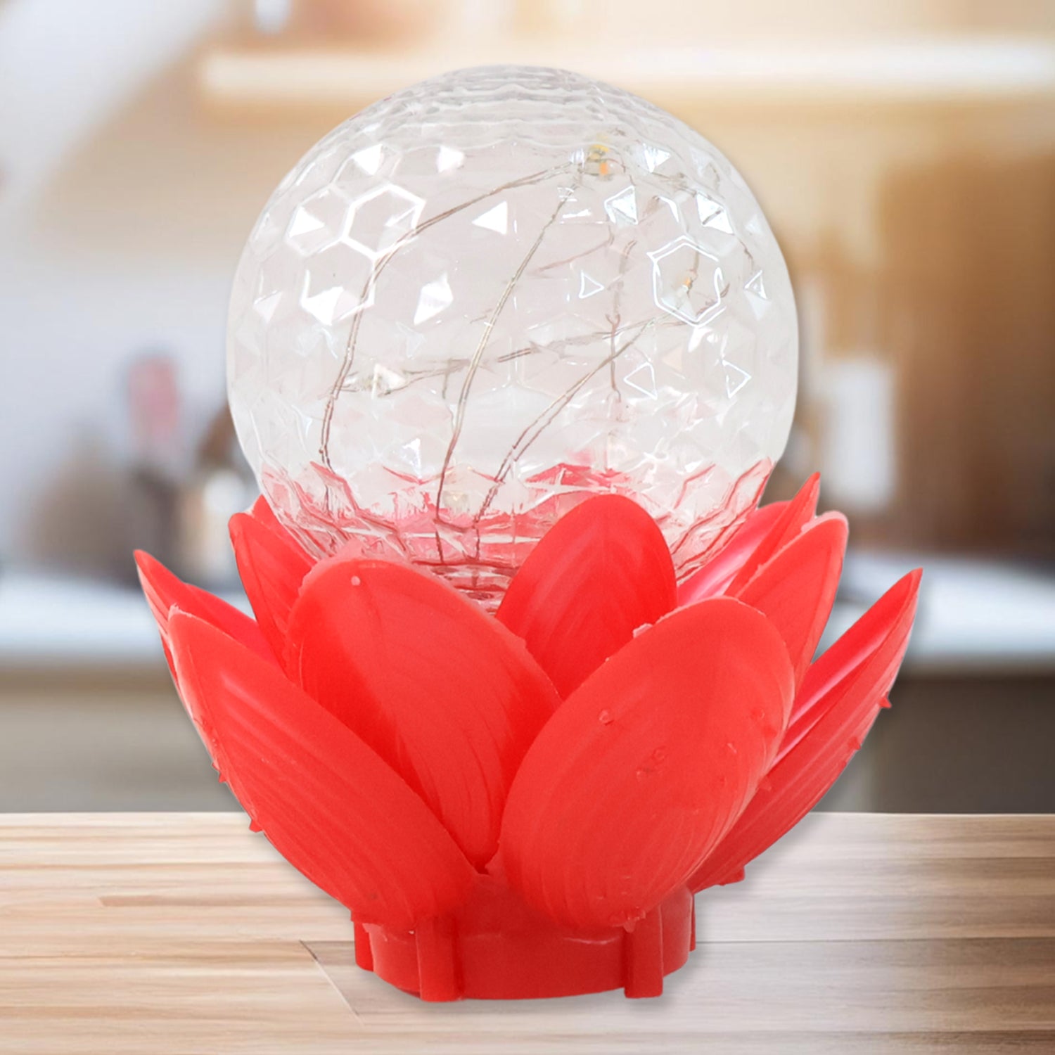 Crystal Ball Lotus LED Light – Elegant Decorative Lamp (1 Pc)