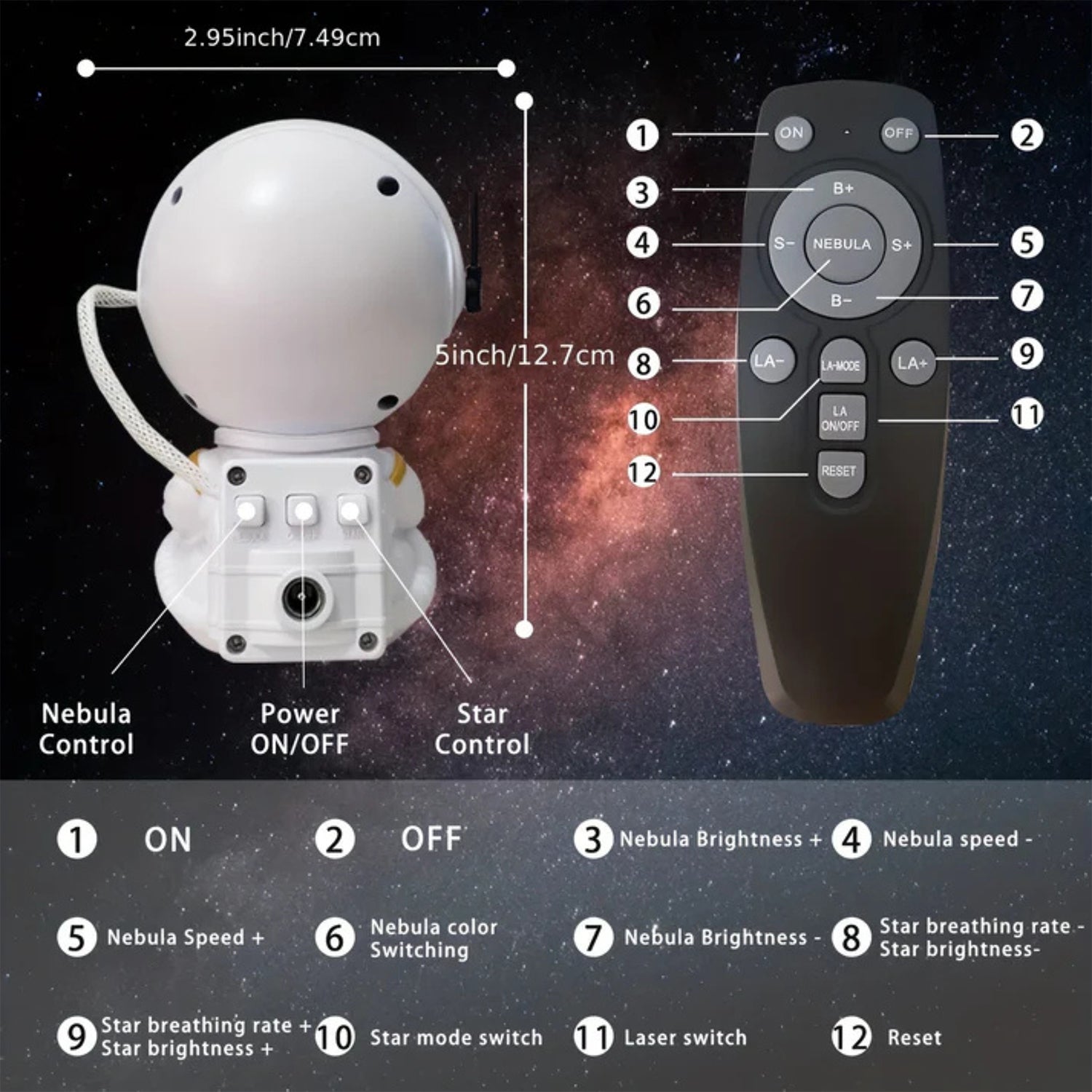 Premium Astronaut Galaxy Projector Night Light with Remote Control – Starry Sky Display