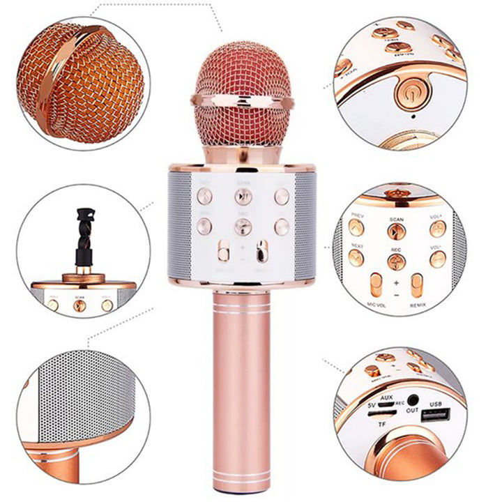 Wireless Bluetooth Condenser Microphone & Speaker – Audio Recording & Karaoke (Multicolor, 1 Pc)