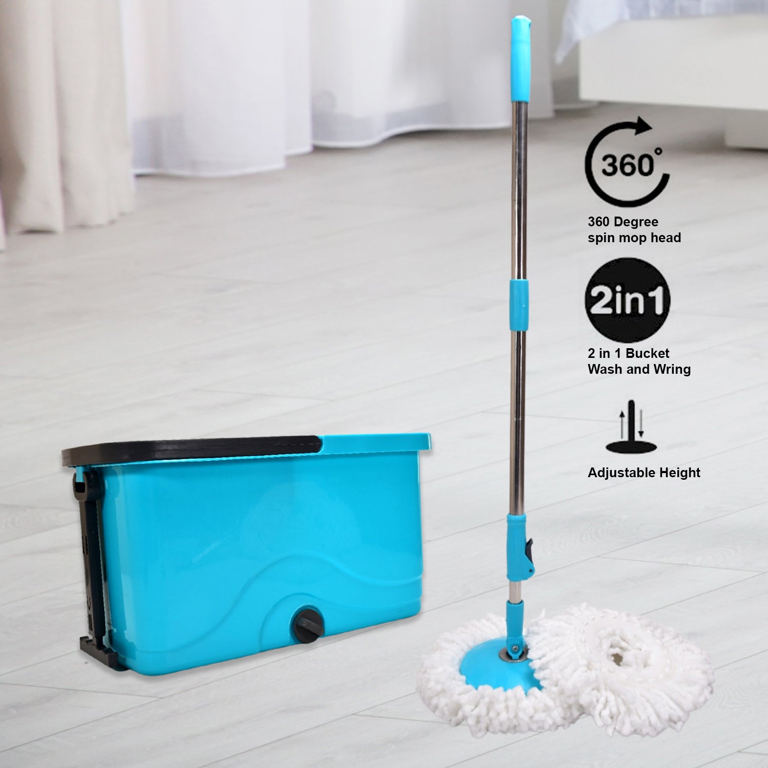 Quick Spin Mop with Plastic Bucket – Easy-Wheel Floor Cleaner