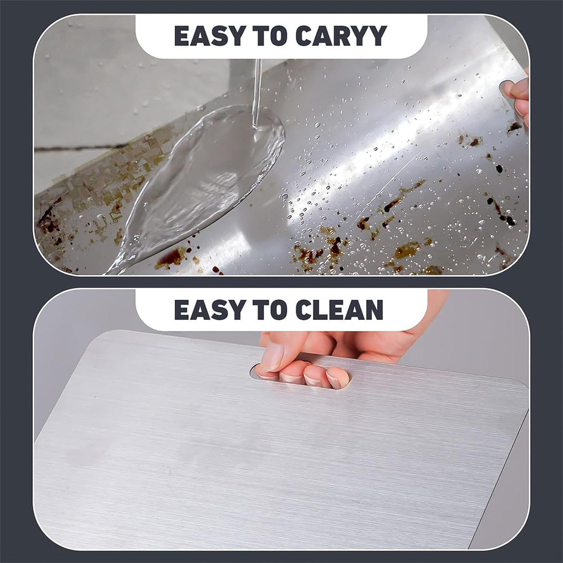 Stainless Steel Chopping Board for Fruits & Veggies – 31x20cm (1 Pc)