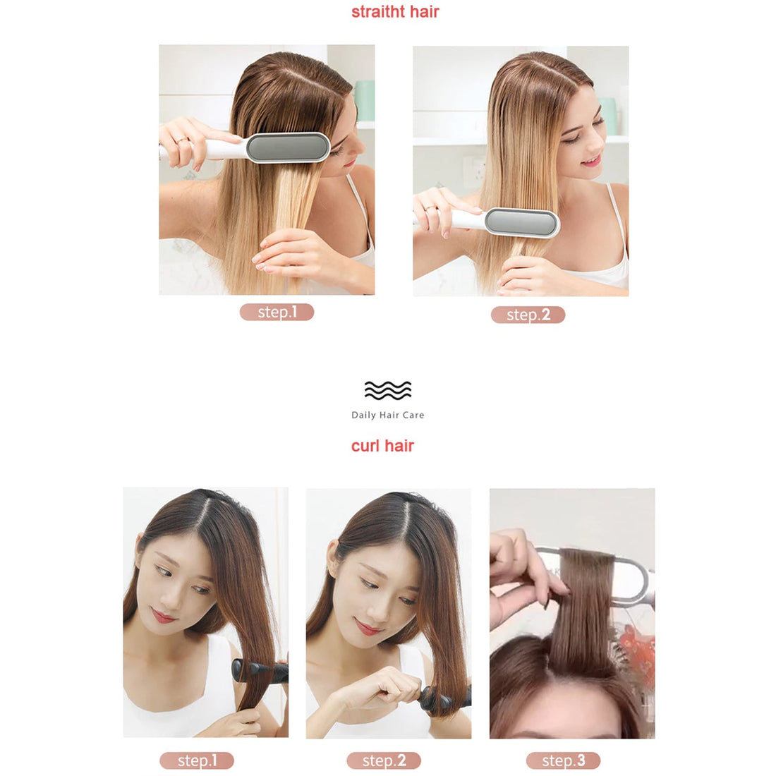 HQT-909B Hair Straightener & Scalp Massager – 2-in-1 Tool