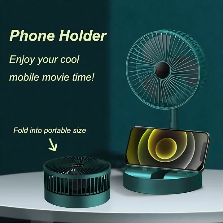 Telescopic Electric Desktop Fan – Adjustable, Foldable & Portable