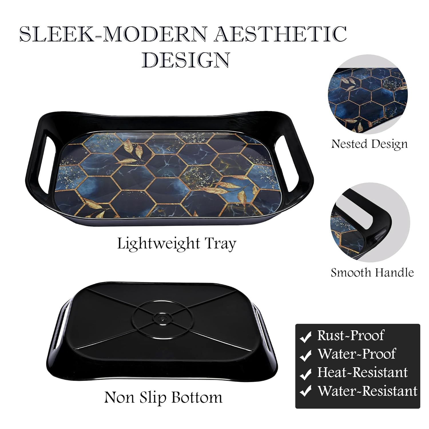 Premium Plastic Serving Tray Set – Durable & Stylish (3 Pc)