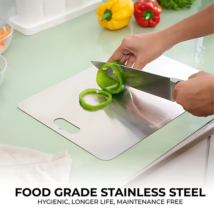 Stainless Steel Chopping Board for Fruits & Veggies – 31x20cm (1 Pc)