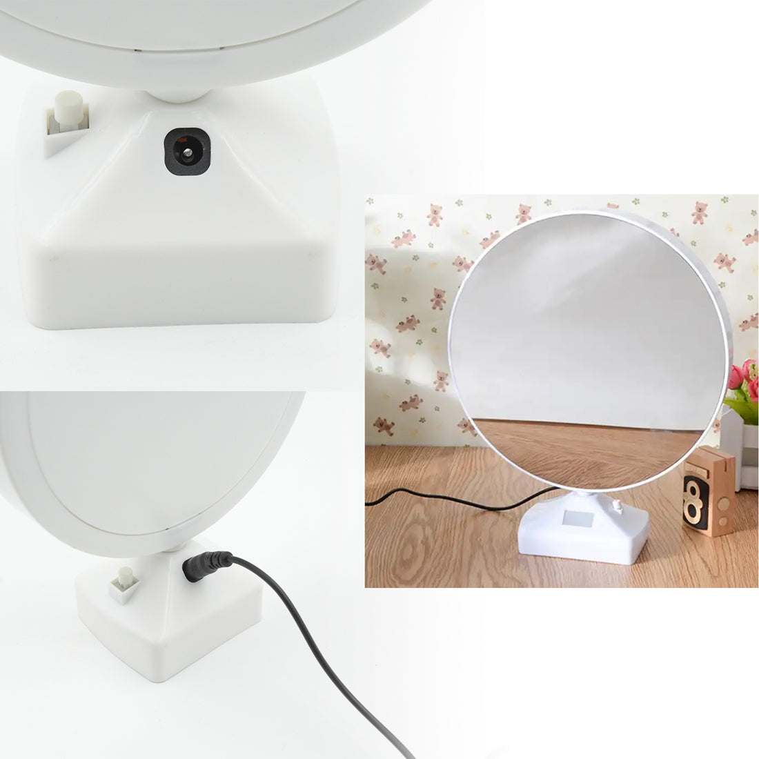 2-in-1 Plastic Mirror & Photo Frame with LED Light