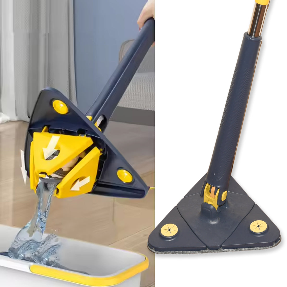 Rotatable Triangle Mop with Stainless Steel Handle – Dry & Wet Floor Cleaner