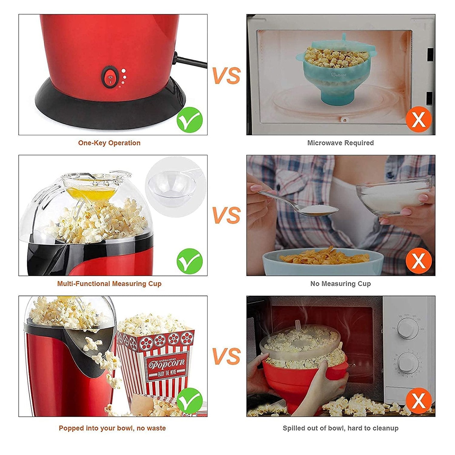 Electric Hot Air Popcorn Maker – Fast & Healthy Snack Machine