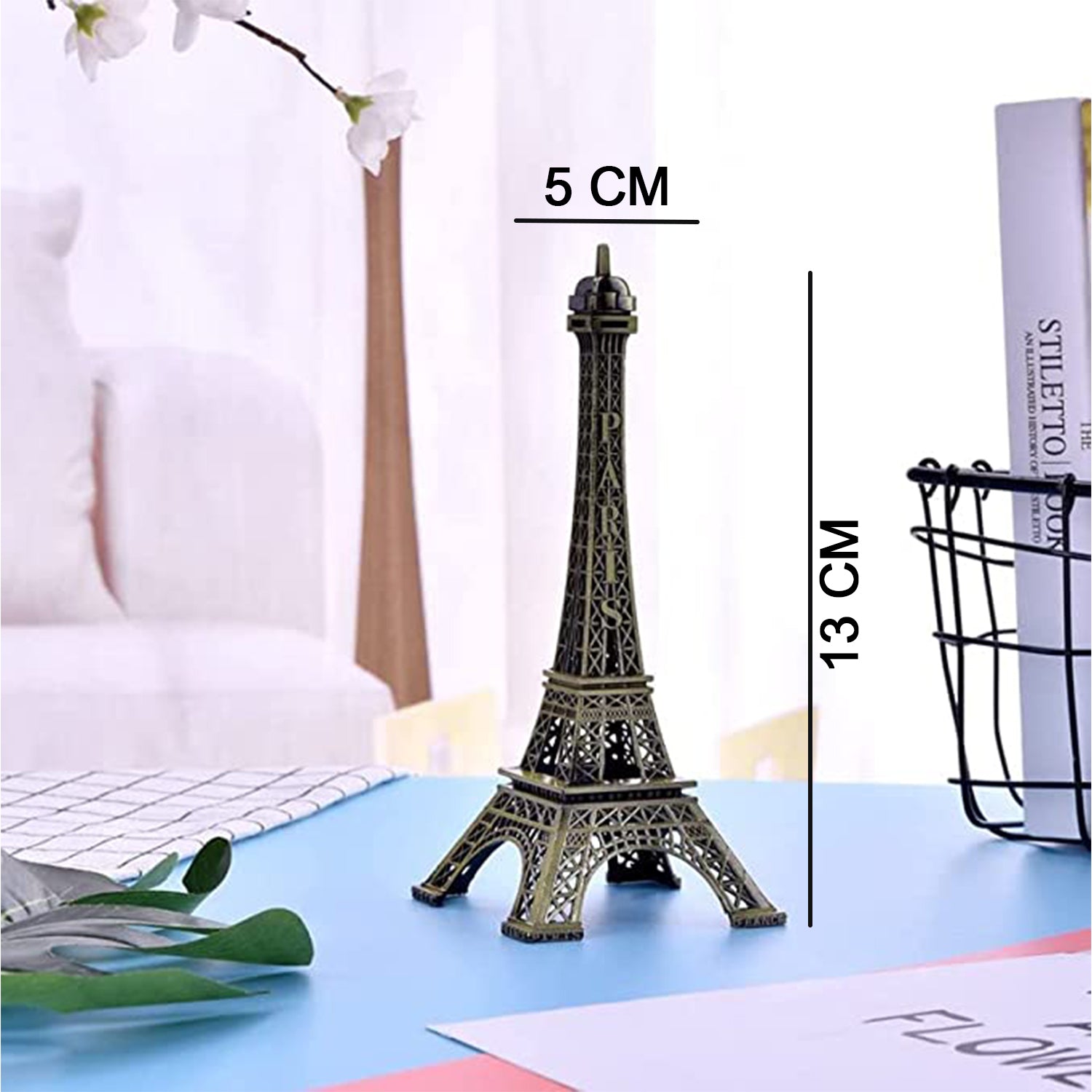Antique 3D Metal Eiffel Tower Statue - Paris Landmark Decor for Office
