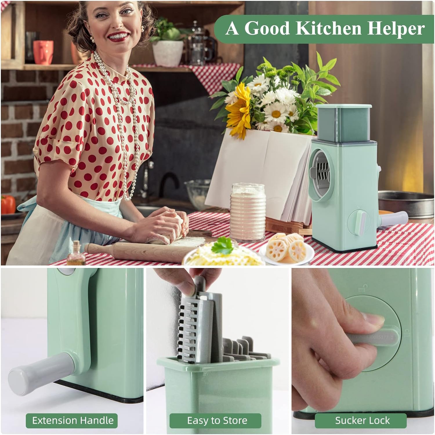 Stainless Steel Veg Chopper & Dicer with 6 Blades & Suction Base