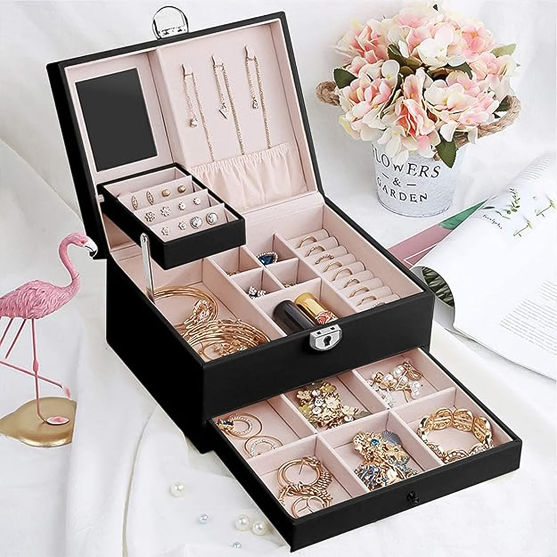 Multi-Layer Jewelry Organizer Box with Compartments