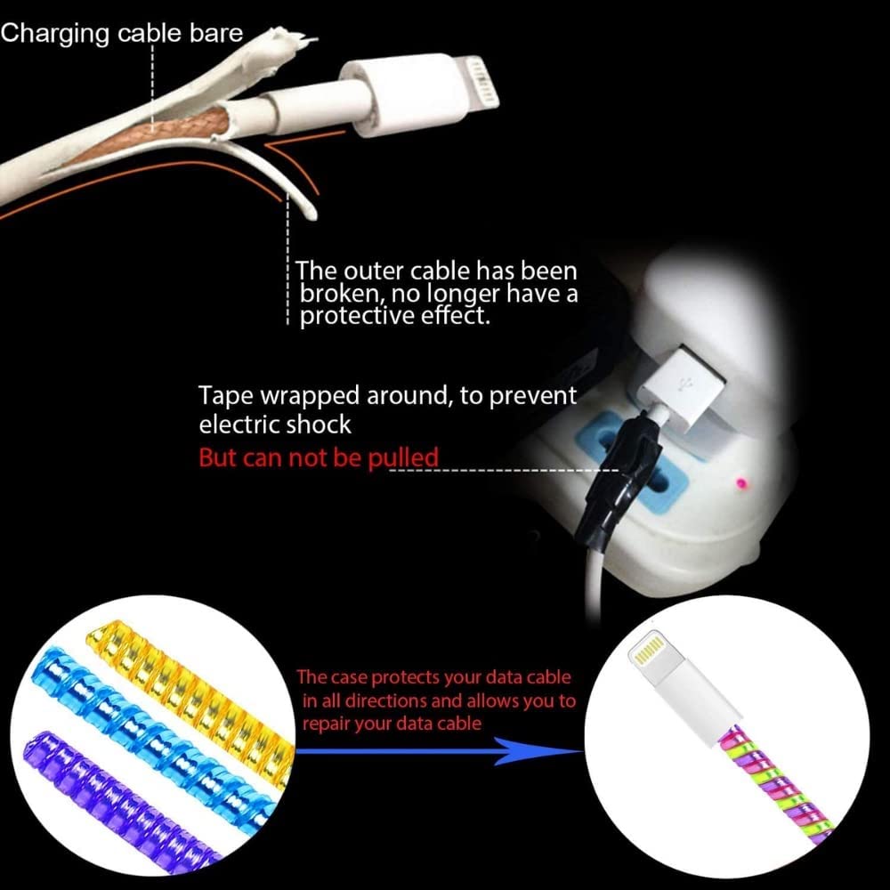 Metallic Finish Cable Spiral Sleeve Protector for Chargers & Earphones (Multicolor)