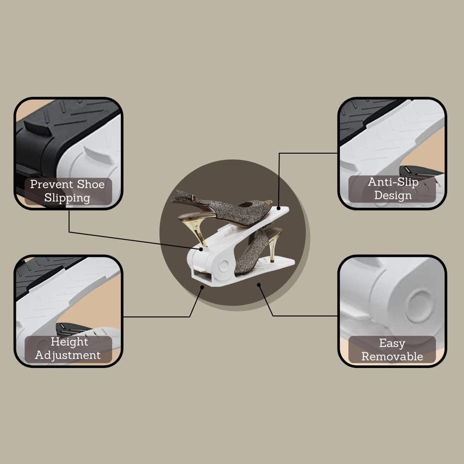 Adjustable Plastic Shoe Organizer - Space Saver Rack, 1 Pc