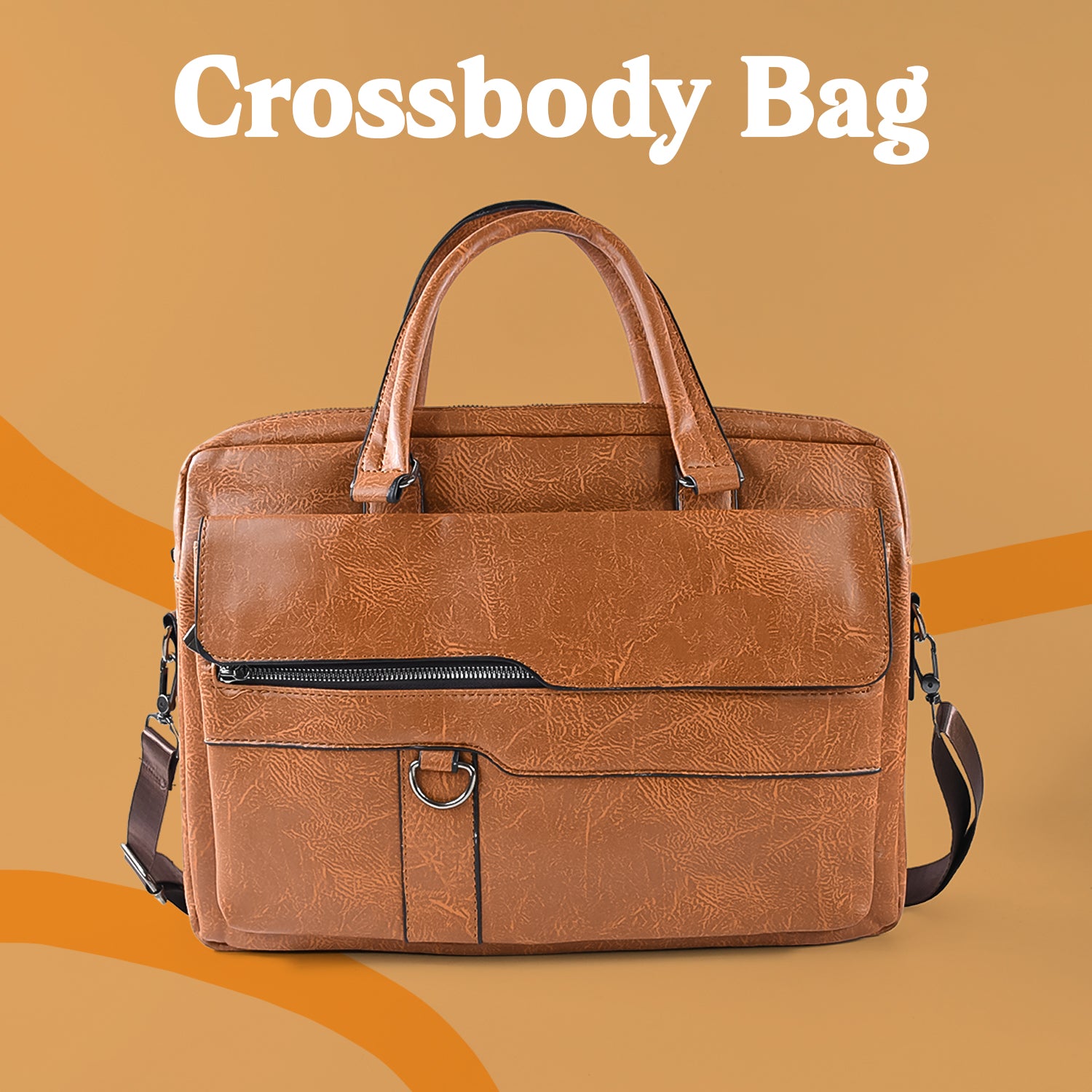 Stylish Faux Leather Messenger Briefcase with Shoulder Strap – 1 Pc