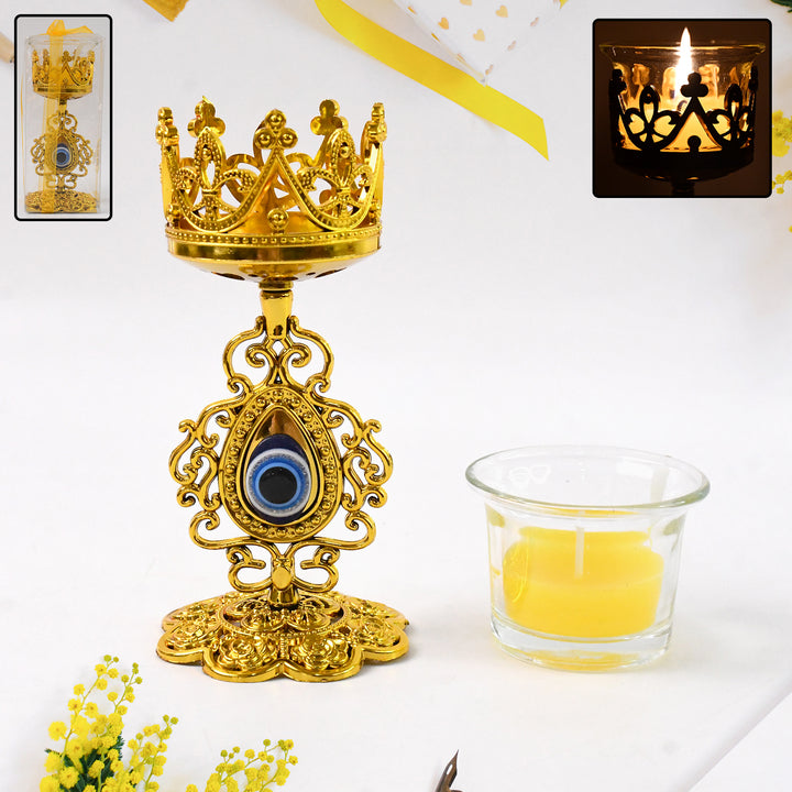 Flower Diwali Candle Holder with Plastic Stand – Decorative (1 Set)