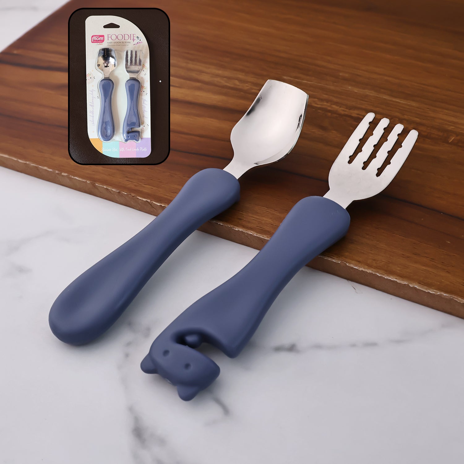 Supermom Stainless Steel Spoon & Fork Set – 2-Piece Foodie Essentials