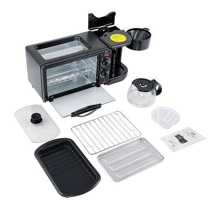 3-in-1 Breakfast Maker – Toaster, Grill, Coffee Maker, Portable