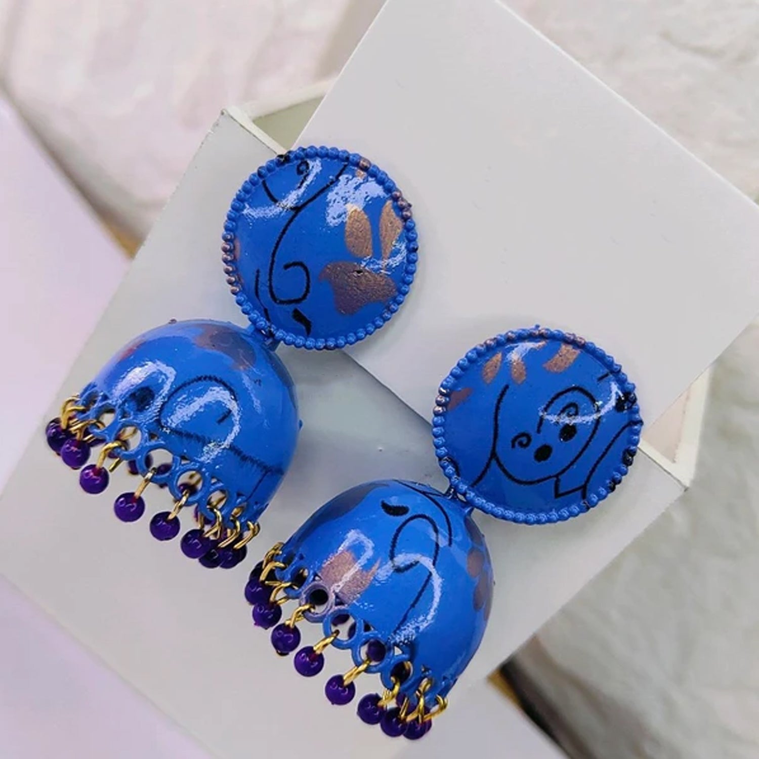 Jhumka Earrings Buti for Women & Girls – 1 Pair Mixed Colors