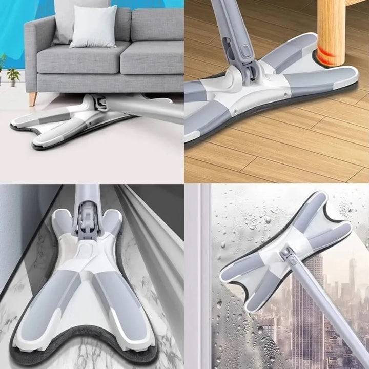 360° Adjustable Flat Mop for Floors, Walls, Windows, & Ceilings – Easy Squeeze X-Type