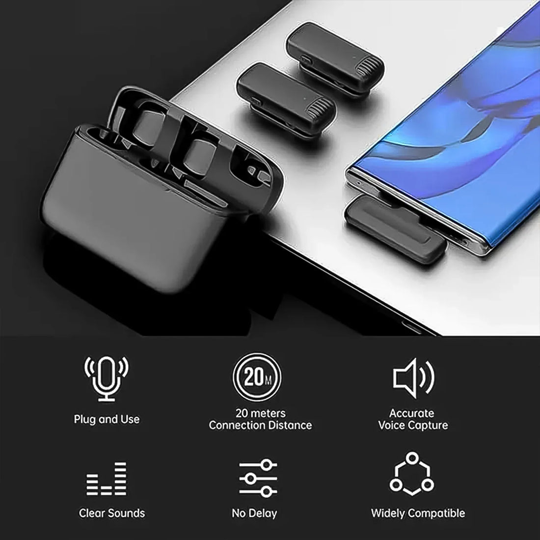 Wireless Lavalier Microphone Set with Type-C for Smartphones - fiveend.com