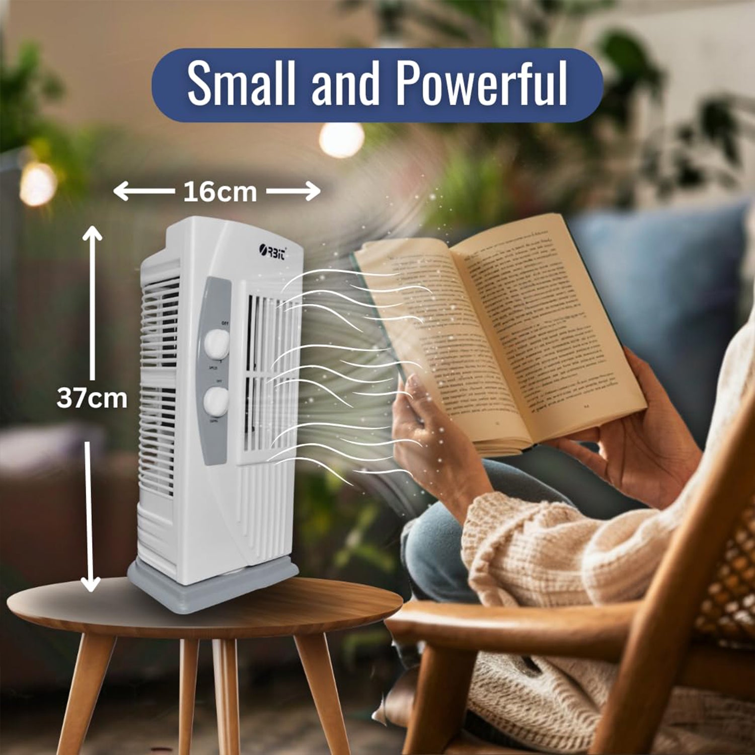Orbit Oscillating Tower Fan - Compact & Quiet, 1 Pc