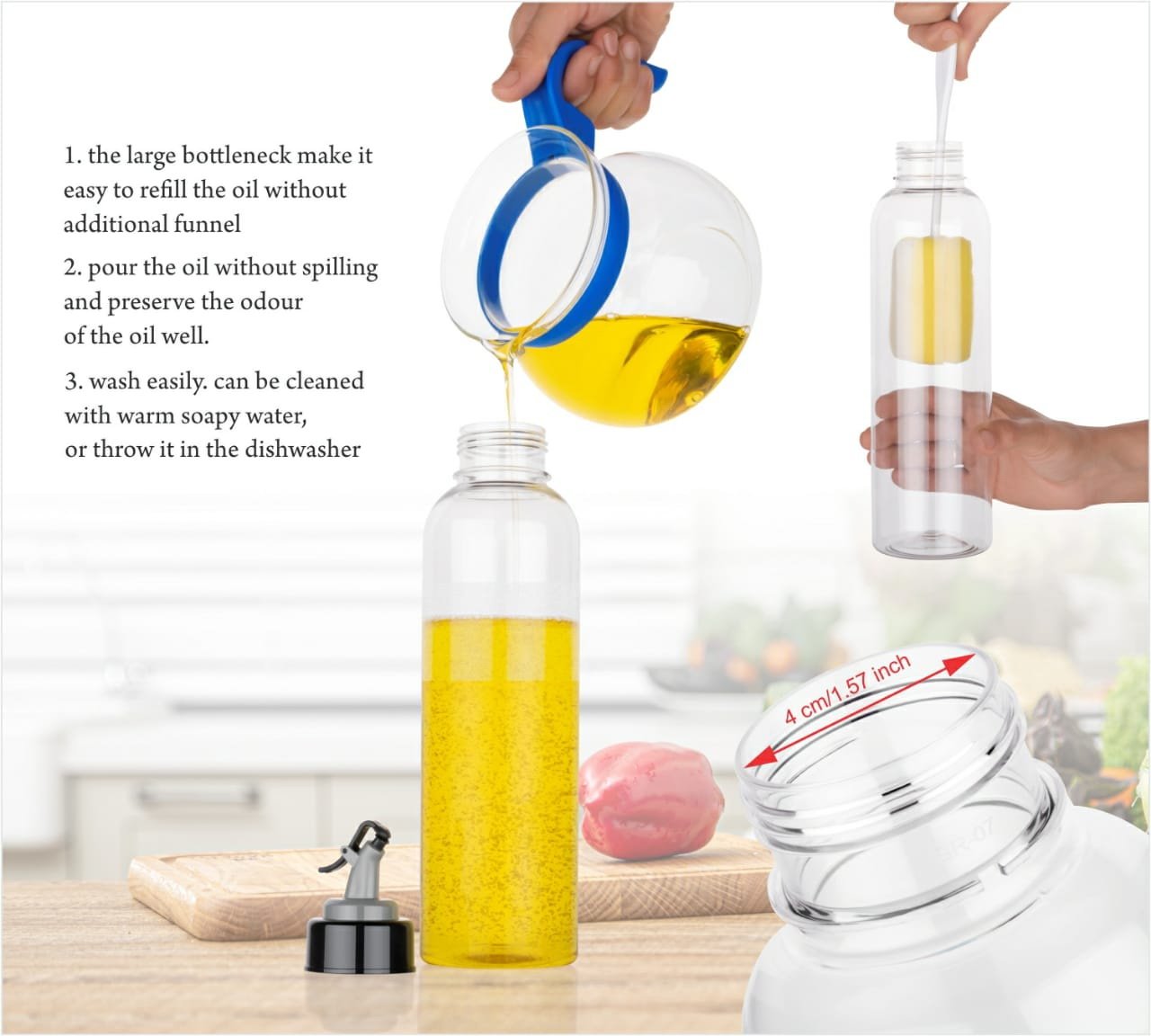 1L Oil Dispenser with Lid – Drip-Free Spout for Controlled Use
