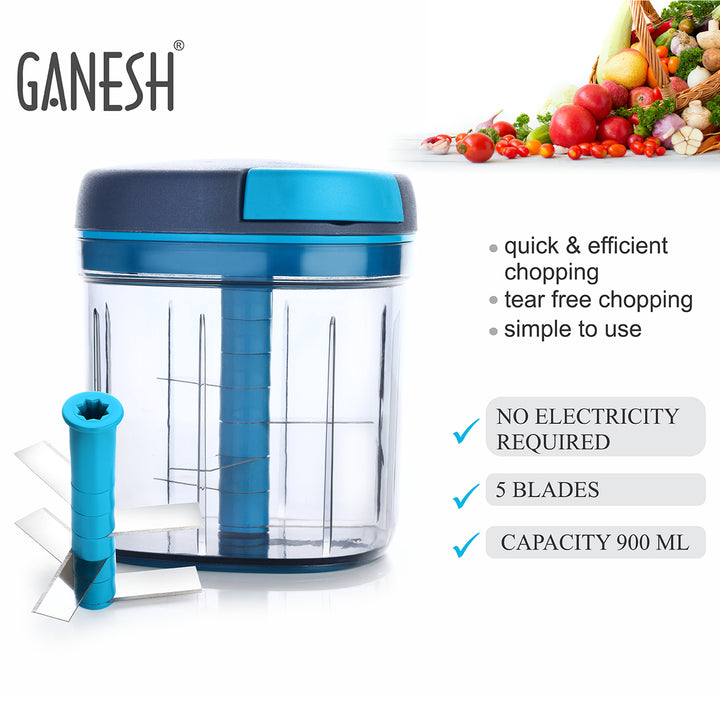 Ganesh Master XL Chopper – 5 Stainless Steel Blades (900ml)