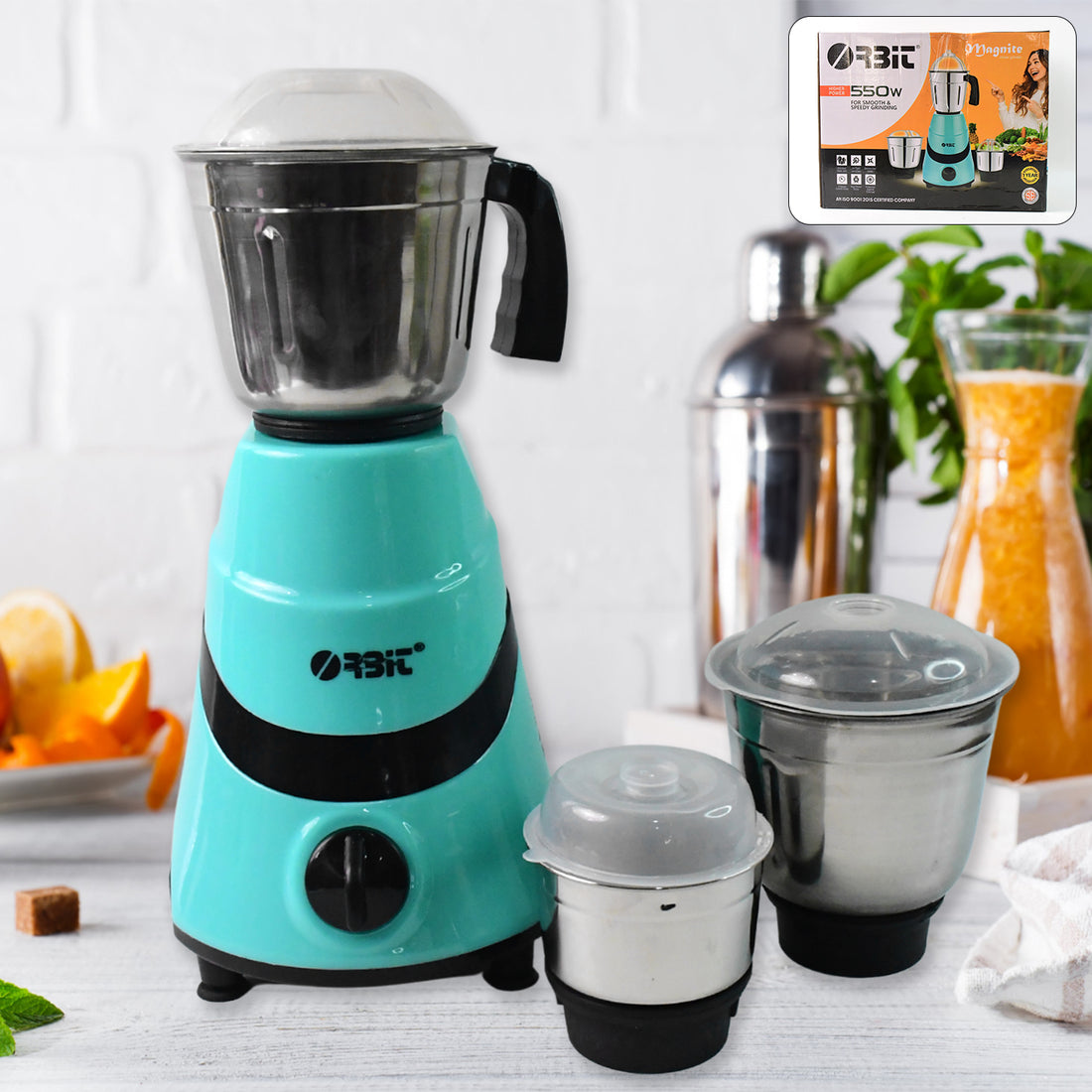 Orbit 550W Mixer Grinder with 3 Stainless Steel Jars
