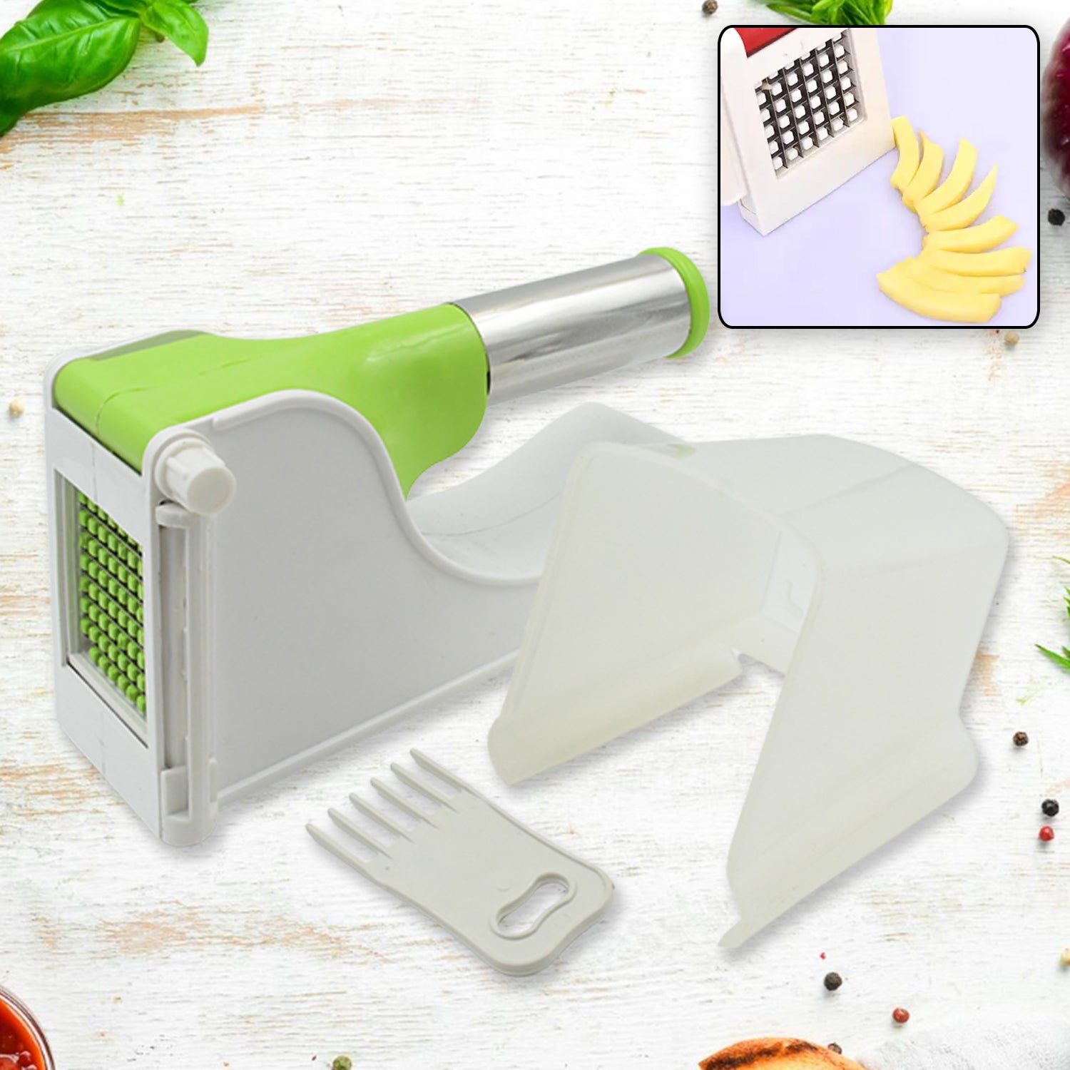 Virgin Plastic Potato Chipser and Slicer with Container