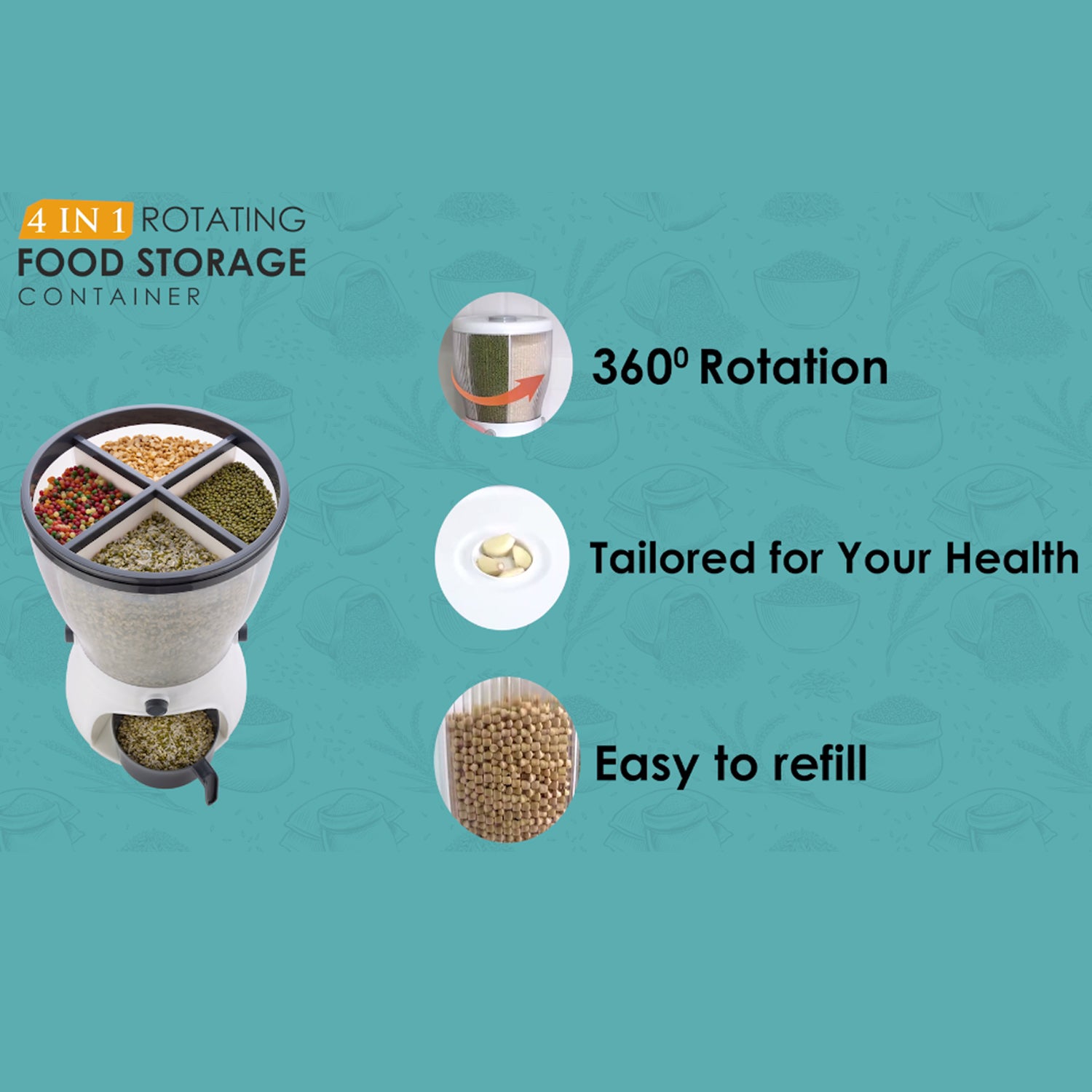 4-in-1 Rice Dispenser & Grain Storage Container – Cereal Dispenser