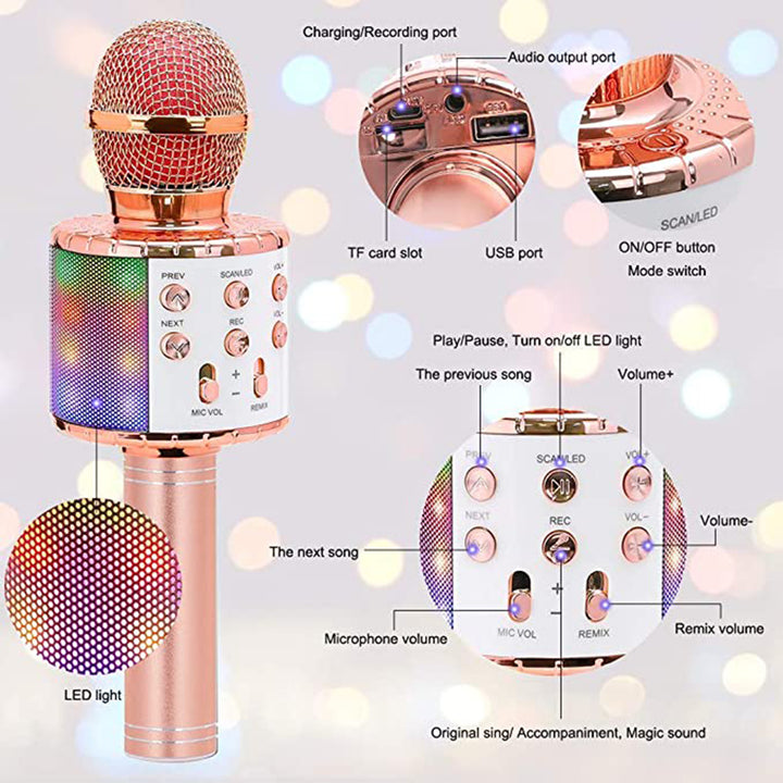 Wireless Bluetooth Condenser Microphone & Speaker – Audio Recording & Karaoke (Multicolor, 1 Pc)