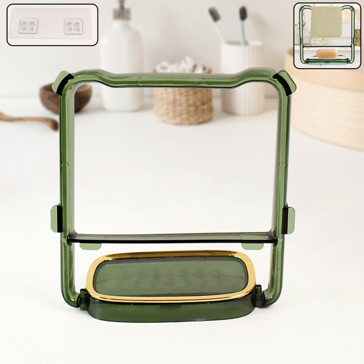 2-in-1 Self-Adhesive Towel Hanger and Soap Holder Stand (1 Pc)