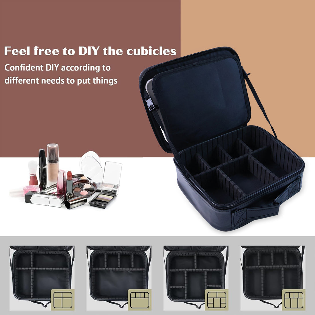 Black LED Light Premium Makeup Organizer Box – Stylish Storage (1 Pc)