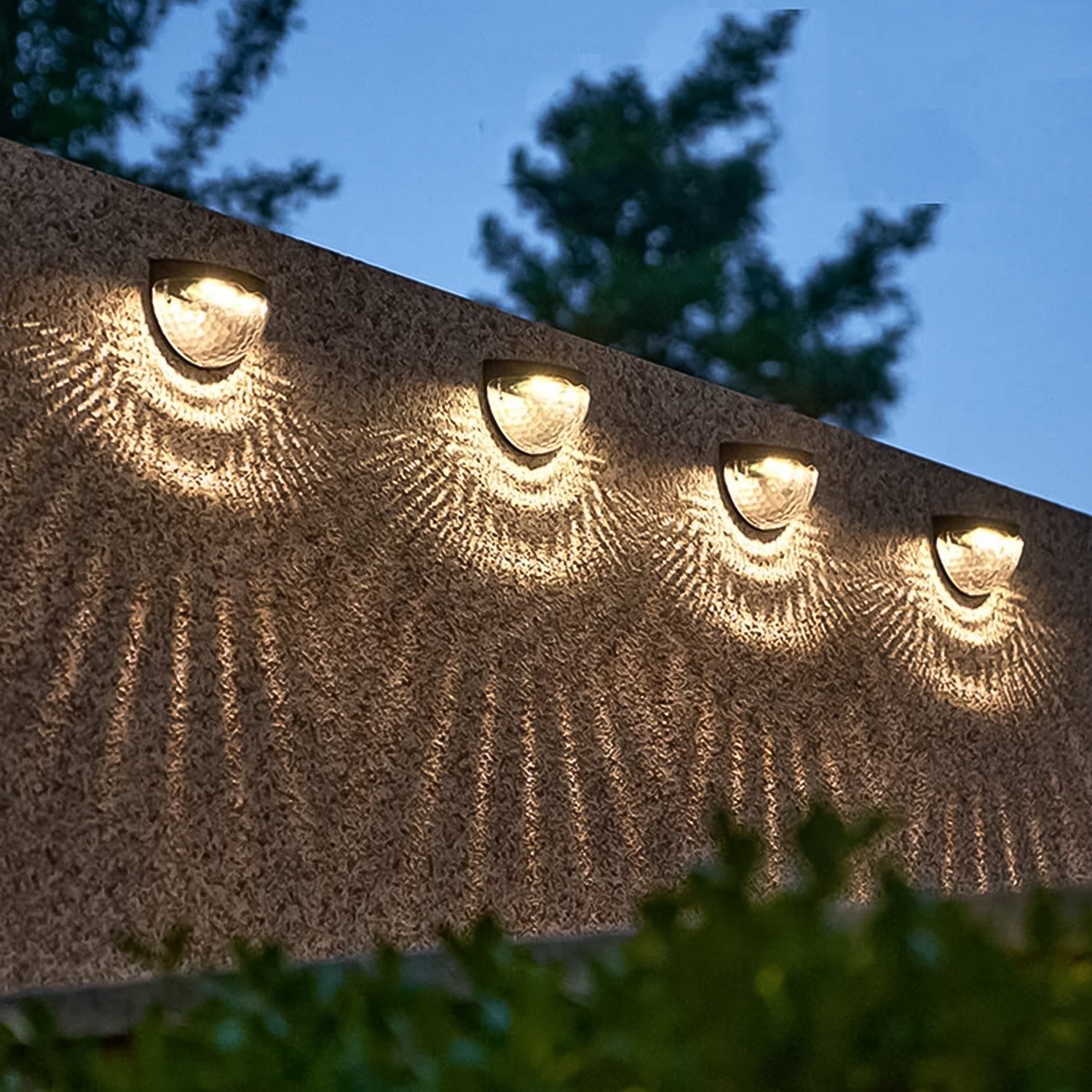 6 LED Solar Wall Mount Fence Lights with Honeycomb Shade Design – 2-Piece Set