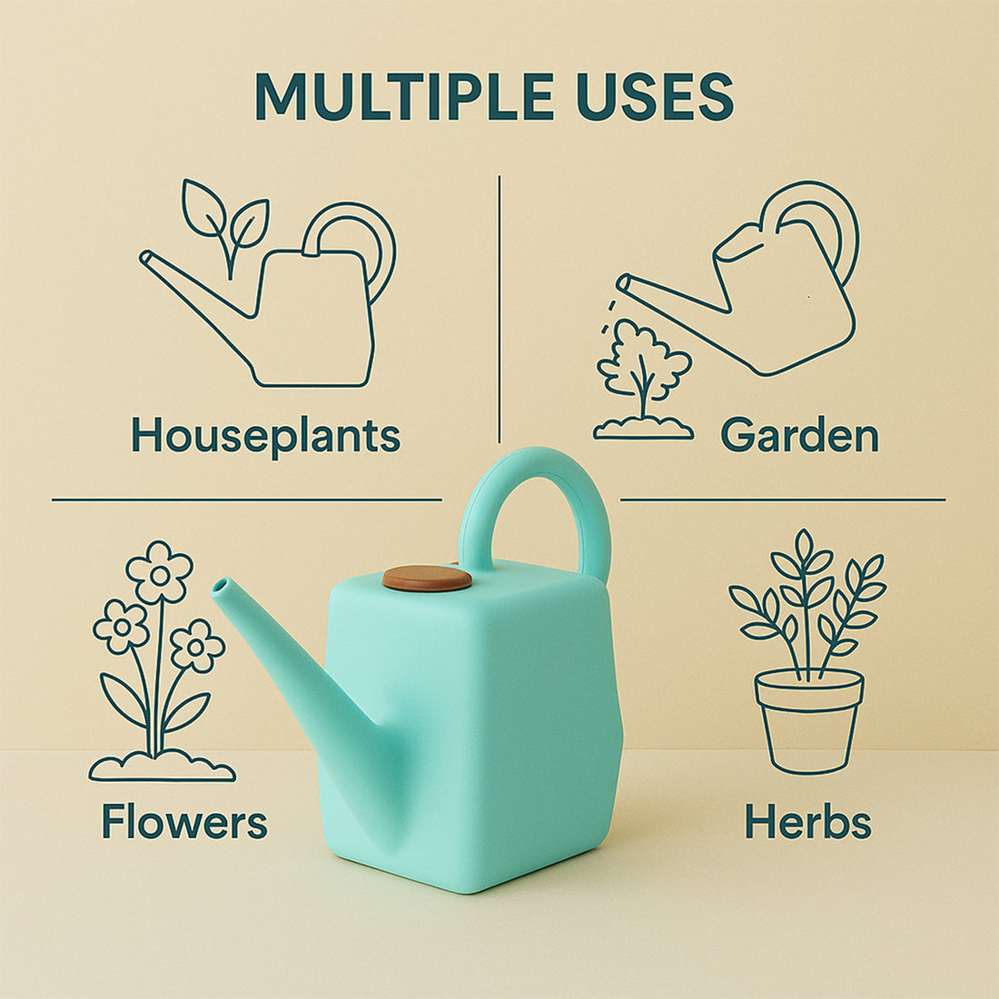 2L Heavy-Duty Gardening Watering Can – Long Spout, Ergonomic Handle