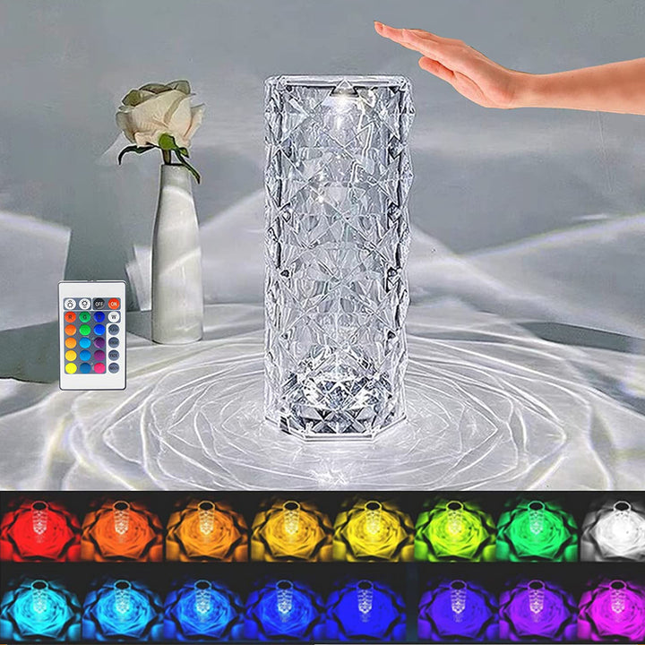 Crystal Touch Night Light – 16-Color Rose Diamond Lamp with Remote